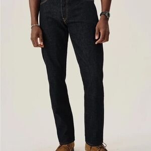 Buck Mason Japanese Denim Maverick Slim Jeans 33X34 Dark Wash Button Fly Stretch